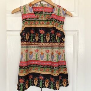 Vintage Shell Sleeveless Polyester Floral Top Size M